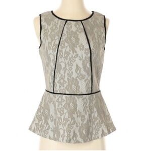 ANTHRO Weston Wear Gray Lace Sleeveless Peplum Top Sz M